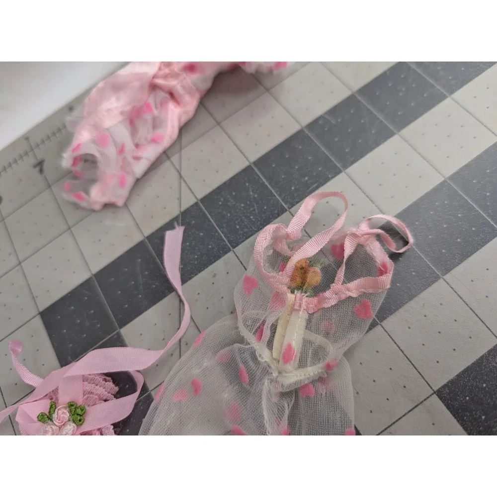 Fashion Doll Lingerie Pink Hearts‎ Lace Outfits Lot READ Damaged